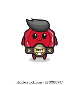 the MMA fighter sealing wax mascot with a belt , cute style design for t shirt, sticker, logo element