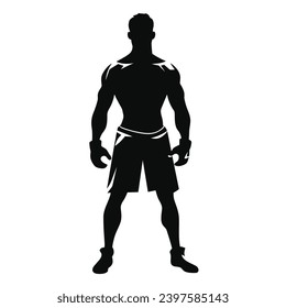 MMA fighter silhouette. MMA fighter black icon on white background