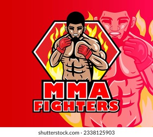 mma fighter sport vector logo