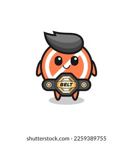 the MMA fighter stop sign mascot with a belt , cute style design for t shirt, sticker, logo element