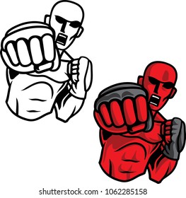 mma fighter vector illustration