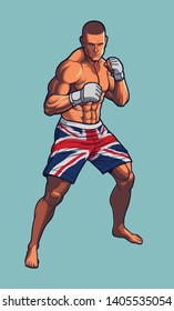MMA Fighter wearing UK Flag Shorts