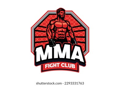 MMA Fighting Club mascot logo cartoon illustration vector