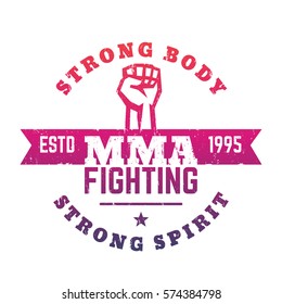 MMA Fighting logo, emblem, t-shirt print over white