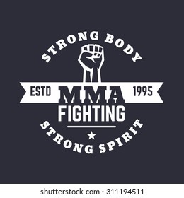 MMA Fighting logo, t-shirt design, print, vector illustration, eps10, easy to edit