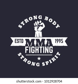 MMA Fighting logo, vector emblem, t-shirt print
