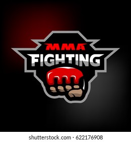 MMA fighting. Mixed martial arts logo on dark background.