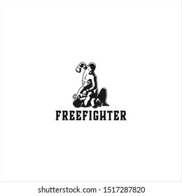 Mma Free fighter logo design silhouette