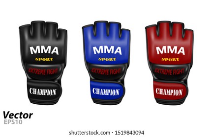 MMA gloves in vector.Shingarts in a vector on a white background.Gloves for mixed martial arts in vector.