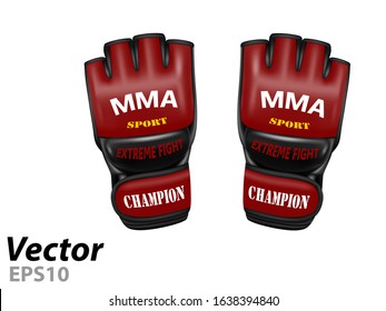 MMA gloves in vector.Shingarts in a vector on a white background.Gloves for mixed martial arts in vector.