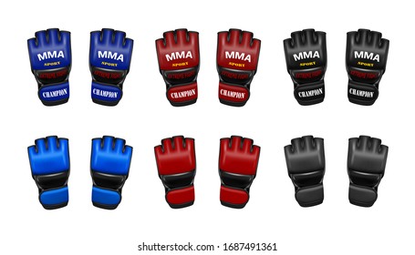 MMA gloves in vector.Shingarts in a vector on a white background.Gloves for mixed martial arts in vector.