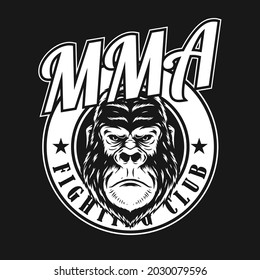 mma with gorilla head logo design ,vintage style .for logo,badge and other uses