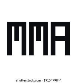 MMA lettering inscription Mixed martial arts logo icon sign Modern geometric sport design Cartoon brutal style Fashion print clothes apparel greeting invitation card cover flyer club poster banner