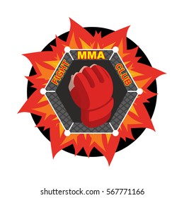 MMA logo. Fighting glove. Emblem for sports team and club. Combat badge for athletes