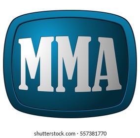 MMA Mixed Martial Arts Blue Plate Sign, Vector Illustration. 