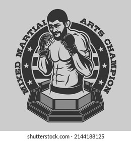 mma mixed martial arts combat sports fighting champion tournament design 