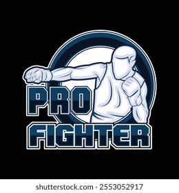 MMA Mixed Martial Arts Fighter Champion Logo Badge Vector