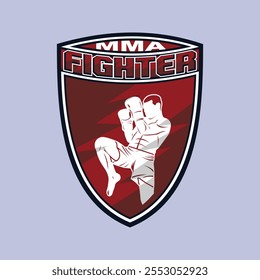 MMA Artes Marciais Mistas Campeão de Caça Logo Badge Vetor