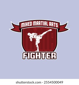 MMA Mixed Martial Arts Fighter Champion Logo Badge Vector