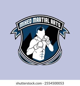 MMA Mixed Martial Arts Fighter Champion Logo Badge Vector