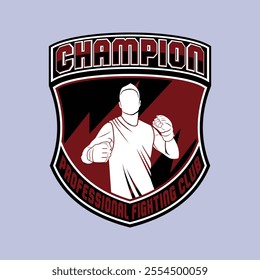 MMA Mixed Martial Arts Fighter Champion Logo Badge Vector