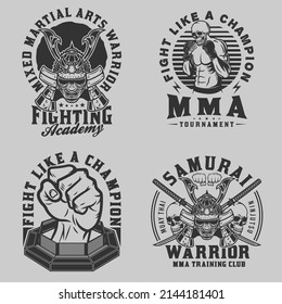 MMA mixed martial arts fighting combat sports vintage design logo 