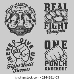 MMA mixed martial arts fighting combat sports vintage design logo 