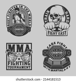 MMA mixed martial arts fighting combat sports vintage design logo 