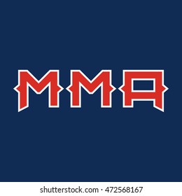 MMA, Mixed Martial Arts. Flat vector icon design illustration on dark background.