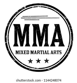 MMA ( Mixed Martial Arts) grunge rubber stamp on white background, vector illustration