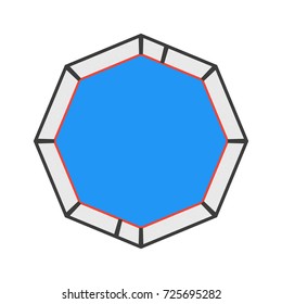 MMA octagon cage isolated. Flat fight ring. Top view of arena. Vector illustration.