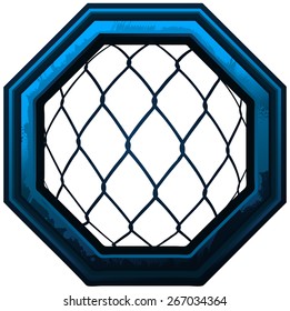 MMA Octagon Cage Sign, Vector Illustration isolated on White Background. 