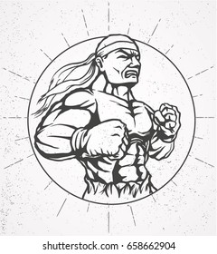 mma silhouette icon vector