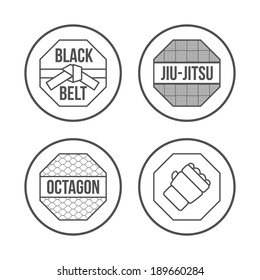 MMA Sport icons set. Thin Line Style. Vector