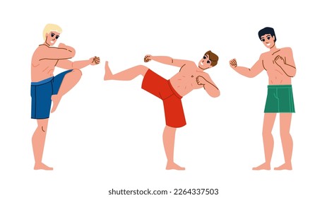 mma sport vector. fighter athlete, fight adult, competition fitness, male training, martial man strong mma sport character. people flat cartoon illustration