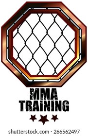 MMA Training Cage Octagon Sign, Vector Illustration isolated on White Background.