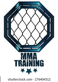 MMA Training Cage Octagon Sign, Vector Illustration isolated on White Background.