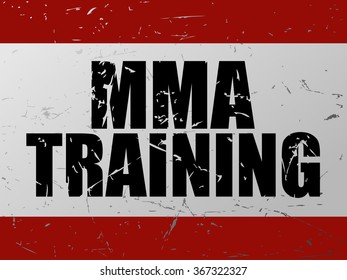 MMA Training Grunge Card, Vector Illustration. 