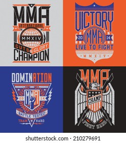 MMA t-shirt design emblem set 