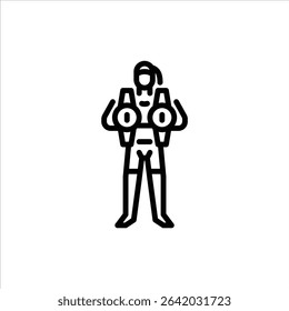 MMA women double champion outline icon. Mixed martial arts fighter black line illustration.