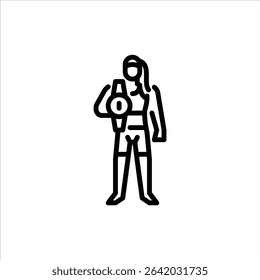 MMA women's champion outline icon. Mixed martial arts fighter black line illustration.
