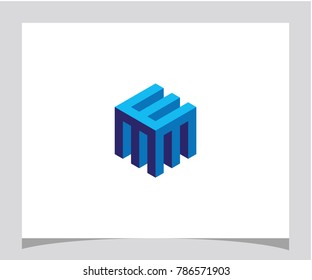 MME initial box abstract geometric hexagon cube symbol icon letter logo brand company design vector eps 10