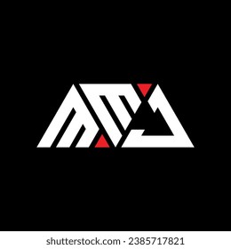 MMJ triangle letter logo design with triangle shape. MMJ triangle logo design monogram. MMJ triangle vector logo template with red color. MMJ triangular logo Simple, Elegant, and Luxurious design.