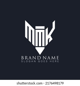 MMK Unique modern flat abstract geometric initials vector letter logo design.