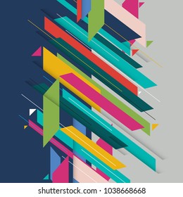 Mmodern diagonal shape abstract background geometric element. Multicolor lines and triangles elements. Vector graphic illustration