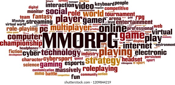 MMORPG word cloud concept. Vector illustration