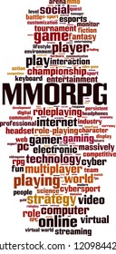 MMORPG word cloud concept. Vector illustration