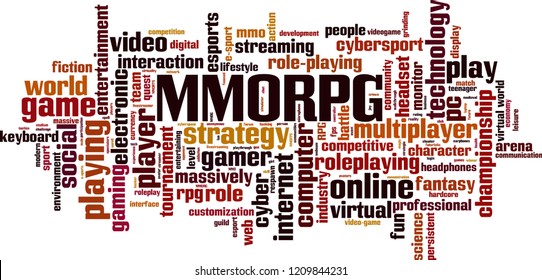 MMORPG word cloud concept. Vector illustration