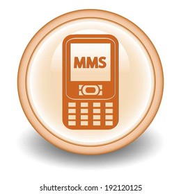 mms circular icon on Orange  background 