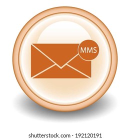mms circular icon on Orange  background 